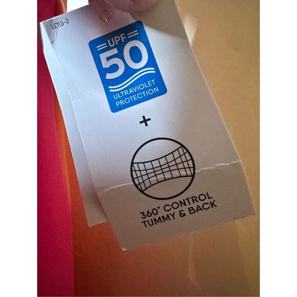 Lands' End Women's One Shoulder Swim One Piece - Pink and Orange - Picture 4 of 5